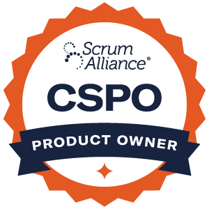 Certified Scrum Product Owner (CSPO) badge, issued by Scrum Alliance